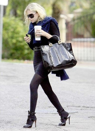 ashley olsen fall tights and sandals fashion ashley