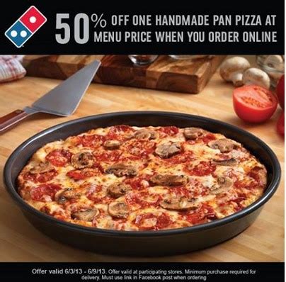 dominos pizza    handmade pan pizza  menu price    orders