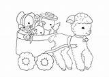 Easter Lamb Coloring Pages Wagon Tulips Chickens Drawing Line Getdrawings Clipartqueen sketch template