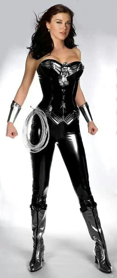 dark twist on a wonder woman costume black vinyl with