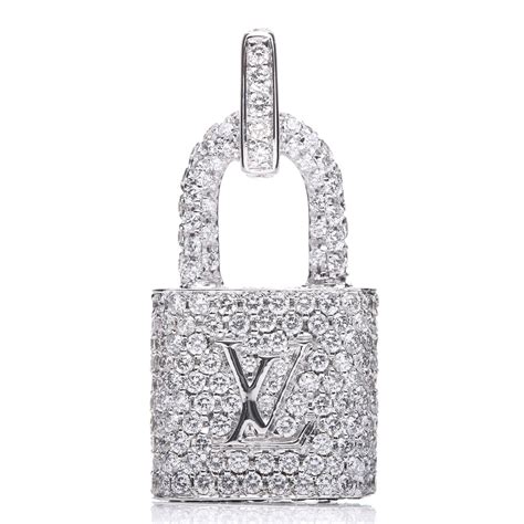 louis vuitton  white gold diamond padlock pendant