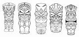 Tiki Mask Template Simple Tattoo Hawaiian Sketch Coloring Printable Drawings Pages Tribal sketch template