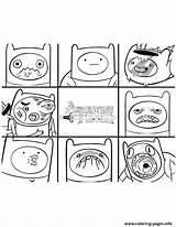 Coloring Finn Time Faces Many Adventure Pages Printable Hmcoloringpages sketch template