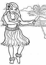 Coloring Hula Dancer Hawaiian Netart Color sketch template