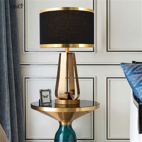nordic elegant black lampshade gold table lamp  living room bedroom
