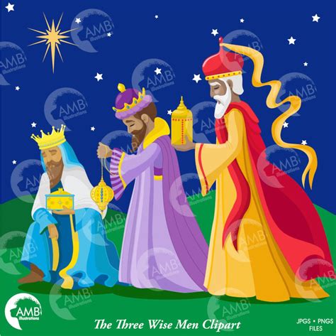 christmas clipart  wise men  kings nativity scene etsy