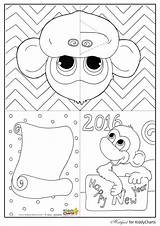 Pop Monkey Card Template Colouring Templates Cards Kiddycharts Birthday Year Chinese Coloring sketch template