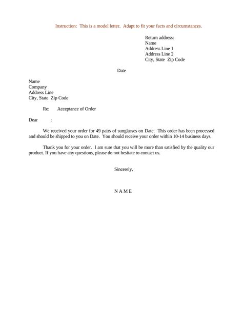 sample letter acceptance  template pdffiller