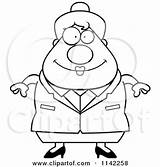 Lady Clipart Chubby Business Cartoon Cory Thoman Outlined Coloring Vector Waving Happy sketch template