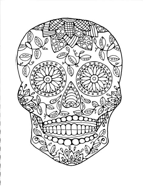 littleshoptreasures  etsy sugar skull coloring page  print