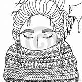 Illustration Doodle Vector Meditative Zentangl Scarf Stress Adults Anti Coloring Drawing Christmas Book Girl Preview sketch template