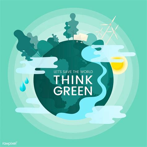 Think Green Environmental Conservation Vector Free Image By Rawpixel