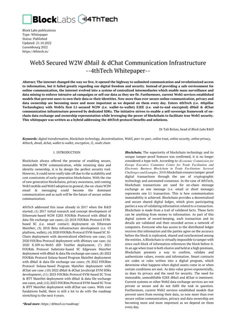 web secured ww dmail dchat communication infrastructure thtech whitepaper