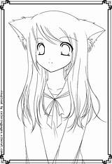 Coloring Anime Pages Cat Girl Fox Cute Printable Color Pretty Print Girls Drawing Neko Girly Sheets Chibi Catgirl Colouring Drawings sketch template