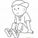 Caillou Coloring Sitting Pages Alone sketch template