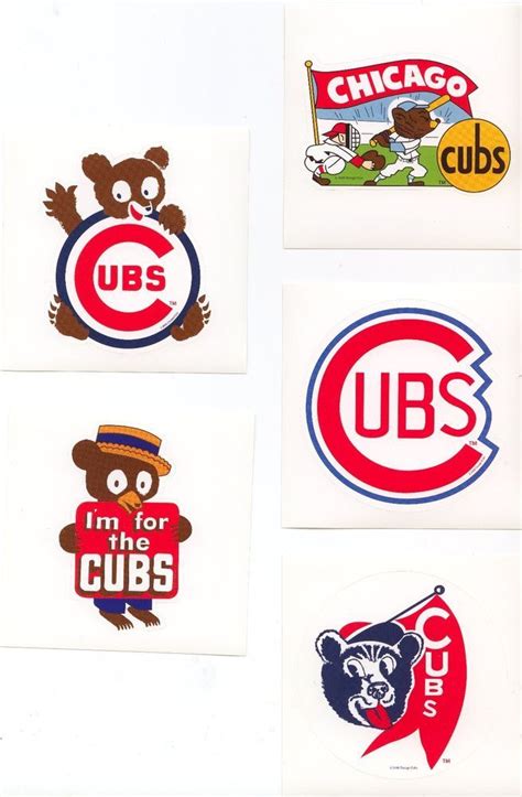 Set Of Five 5 Vintage Chicago Cubs Logo Stickers