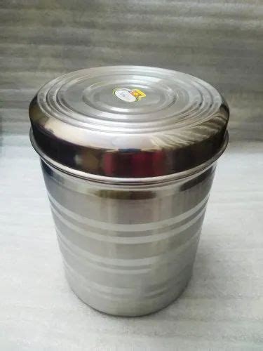 round silver stainless steel storage box for kitchen utensils