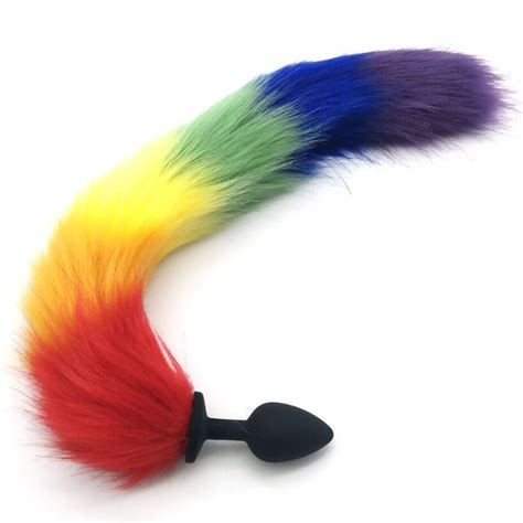Loverkiss S M L Silicone Butt Plug Tail Unisex Sexy Colorful Man Made
