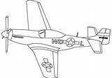 Mustang Pages Coloring 51 Plane Airplane Sketch Template Ww2 Fighter sketch template