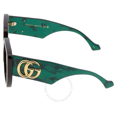 gucci green geometric ladies sunglasses gg0956s 001 54 889652341026