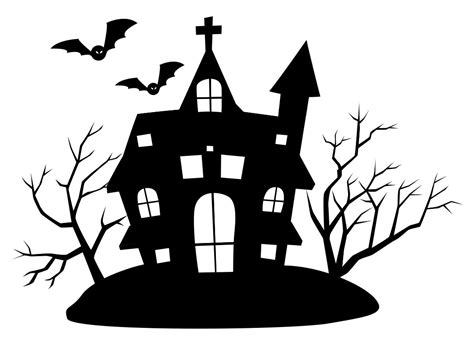 haunted house clipart black  white