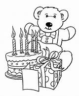 Birthday Coloring Teddy Bear Gifts Printable Description sketch template