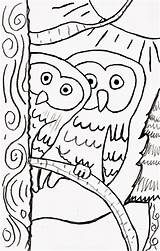 Owls Tree Drawn Coloring Treasure Christian Box Two sketch template