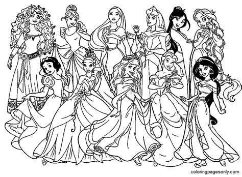 print  coloring pages disney princesses