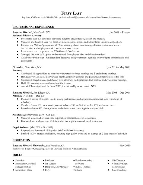 attorney resume template