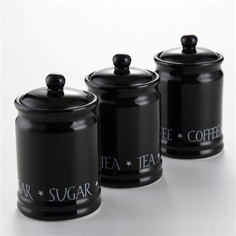 high quality pcs black color tea coffee sugar storage jars canisters