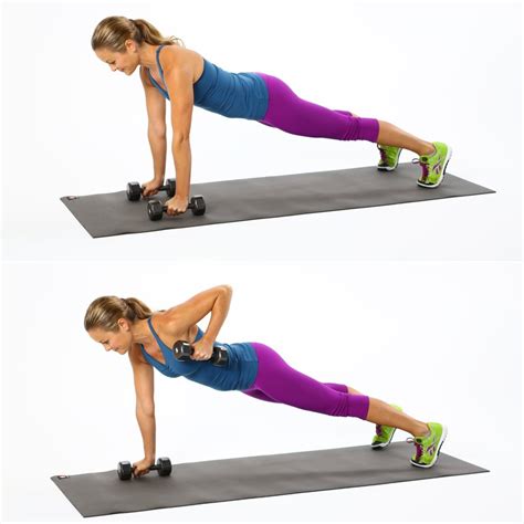 plank dumbbell row crossfit arm workout popsugar fitness photo