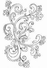 Coloring Embroidery Pages Patterns Rosemaling Doodle Drawings Hand Vines Drawing Sketchy Vector Para Scroll Pattern Swirly Flowers Illustration Paisley Tattoo sketch template