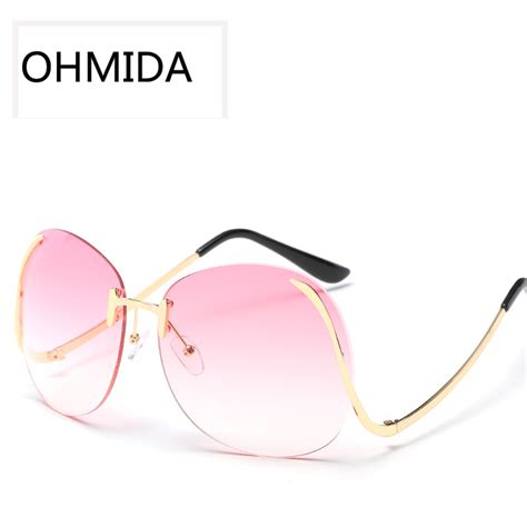 ohmida 2017 rimless gradient fashion sunglasses women oversized clear