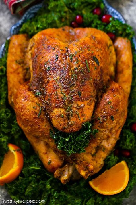 juicy roast turkey with herb butter seasoning and rub