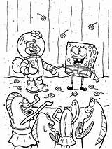 Spongebob Mewarnai Squarepants Sandy Krusty Krabs Krab Squidward sketch template