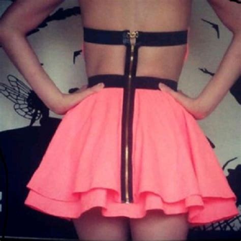 dress short zip open back skirt pink cut out dress