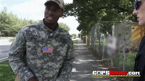 Interracial Sex In Uniform This Time Busty Cops Hide A Soldier In A