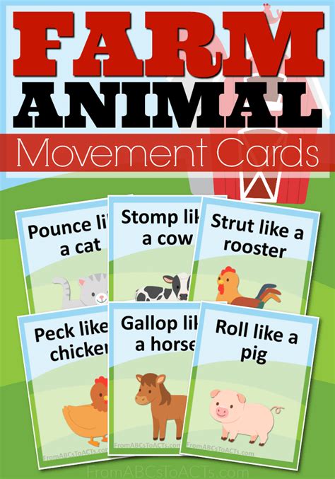 printable farm animal movement cards printable templates