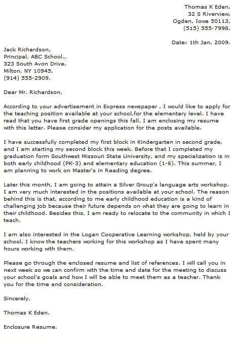 top teacher cover letter examples resume