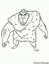 Croods Coloring Pages Grug Dun Colorkid Monkey Print sketch template