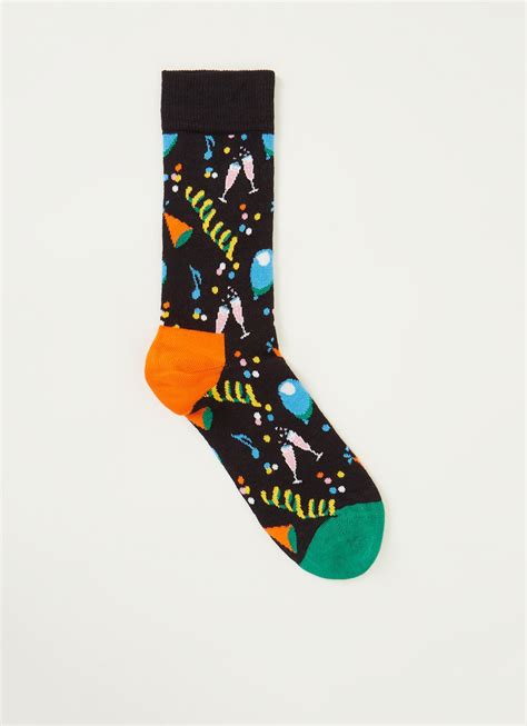 happy socks party party sokken met print zwart de bijenkorf