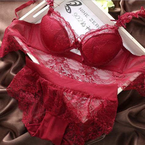 sexy women lace see through lingerie set push up padded women bra