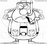 Diver Scuba Chubby Mad Female Clipart Cartoon Thoman Cory Outlined Coloring Vector sketch template