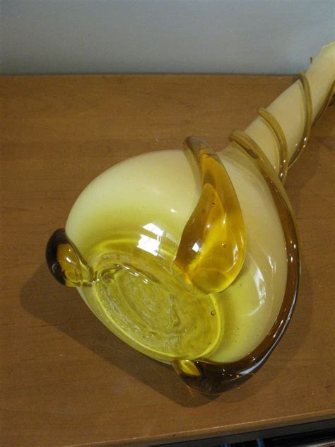 Large Murano Swung Glass Vase 19 Floor Vase Amber Etsy