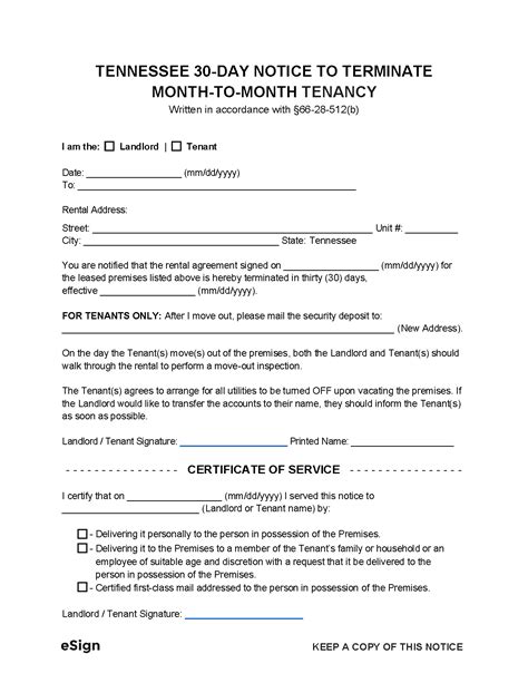 tennessee eviction notice templates laws  word