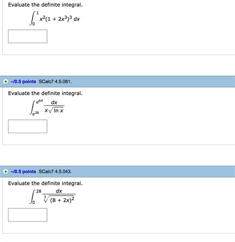 solved evaluate  definite integral integral   cheggcom