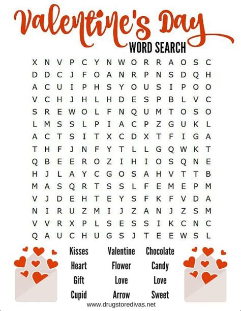 valentines day word search  printable word search