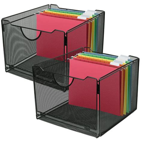 greenco file organizer foldable storage box  side hanging rails black  pack walmart