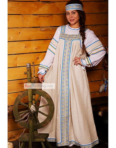 Linen Russian Costume Varvara Russian Clothing Slavic Clothing