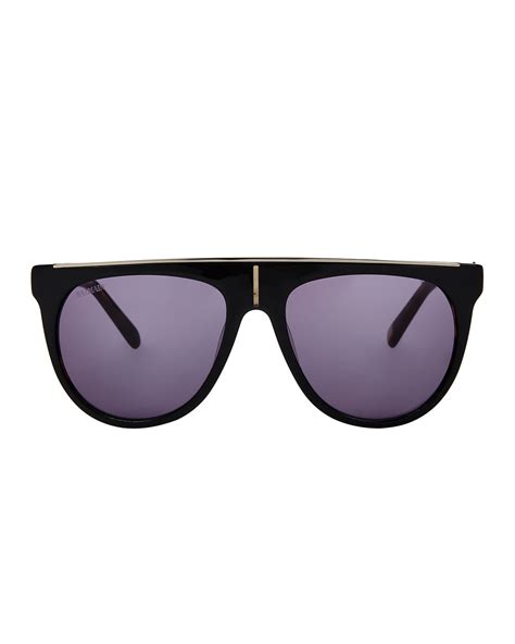 Balmain Bl2105b Black Flat Top Round Sunglasses In Black